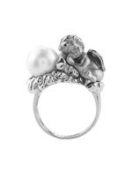 Кольцо из белого золота c жемчугом