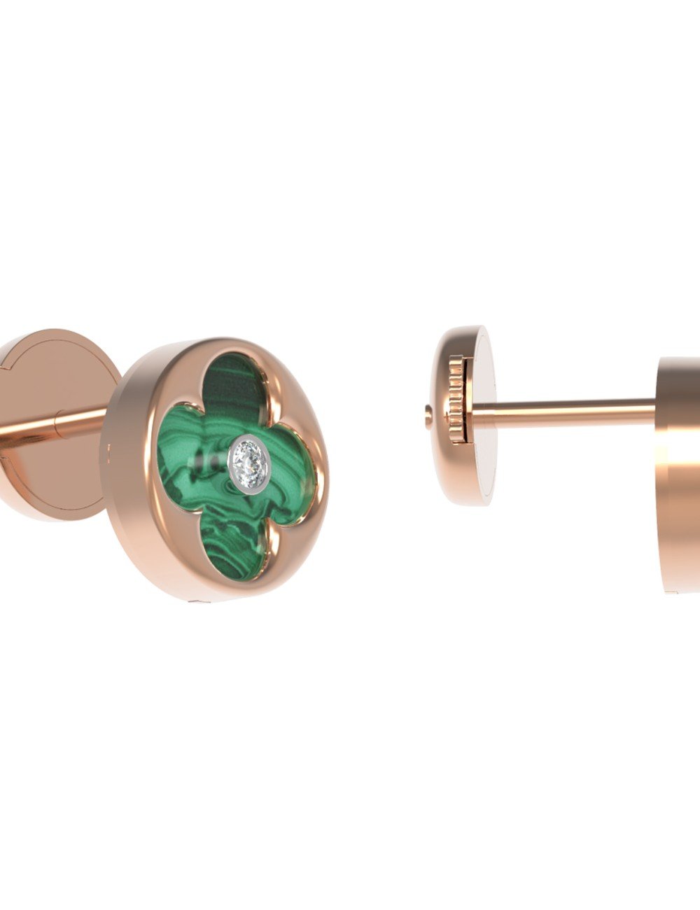 Серьги из золота c бриллиантами и малахитом