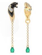 Серьги из лимонного золота c фианитом и хризопразом