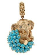 Подвеска из золота c эмалью и бирюзой