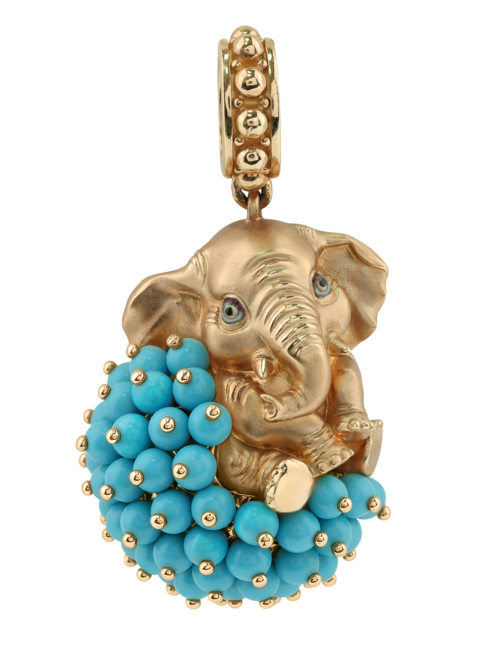 Подвеска из красного золота 585 пробы c эмалью и бирюзой