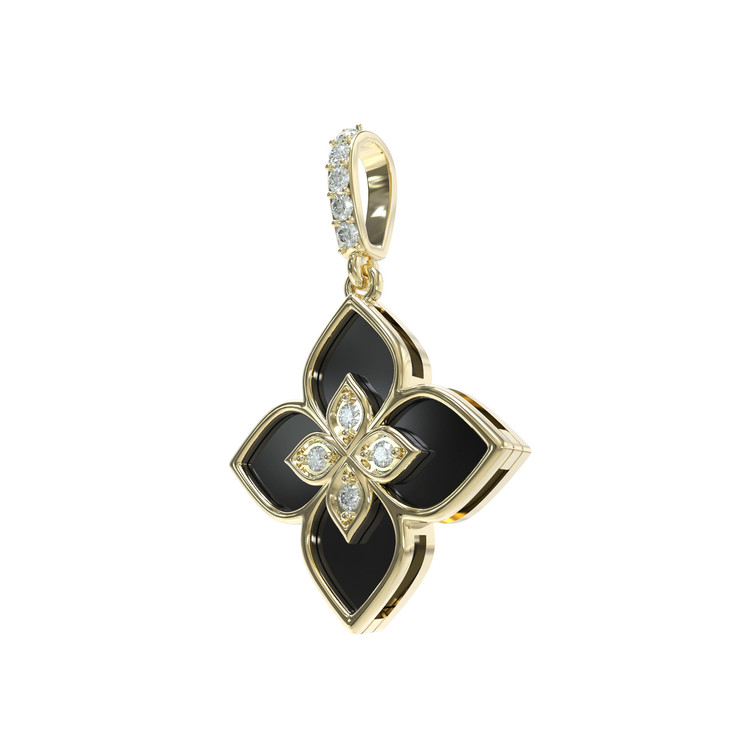 Подвеска из лимонного золота 585 пробы c бриллиантами и ониксом