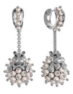 Серьги из белого золота c эмалью и жемчугом