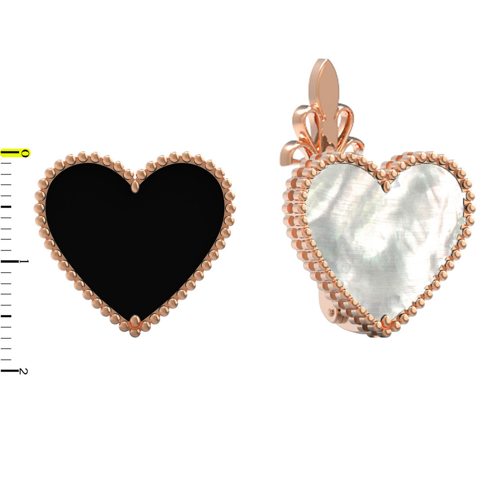 Серьги из красного золота 585 пробы c ониксом и перламутром