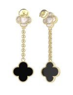 Серьги из лимонного золота c ониксом и перламутром