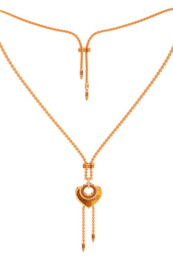 Колье из золота c фианитом, тигровым глазом и перламутром