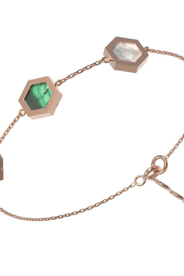 Браслет из золота c малахитом и перламутром