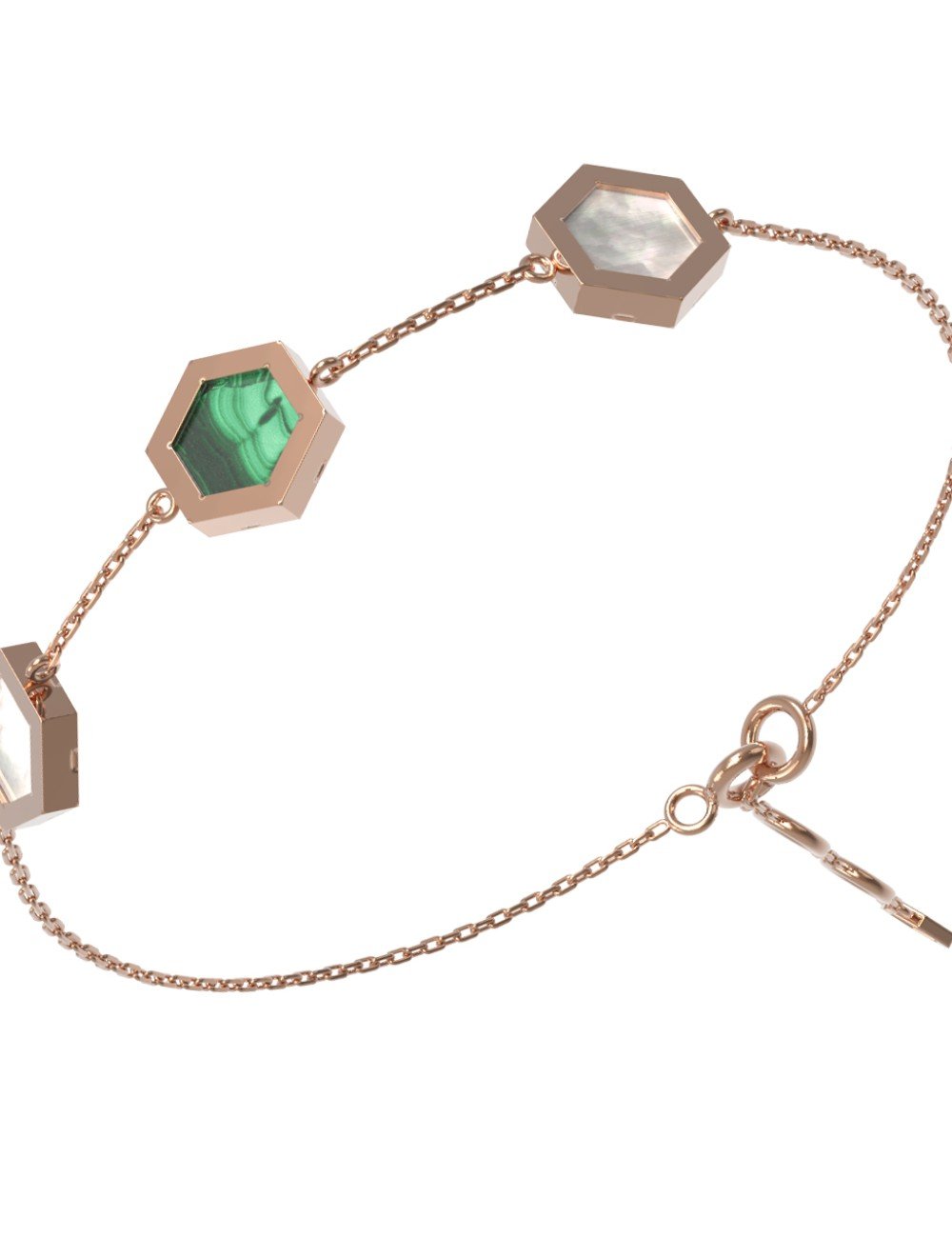 Браслет из золота c малахитом и перламутром