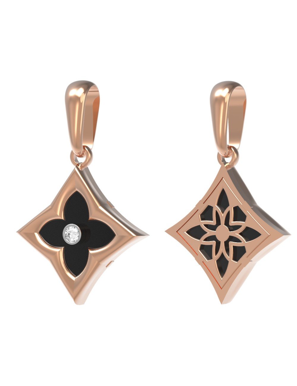 Подвеска из золота c бриллиантами и ониксом