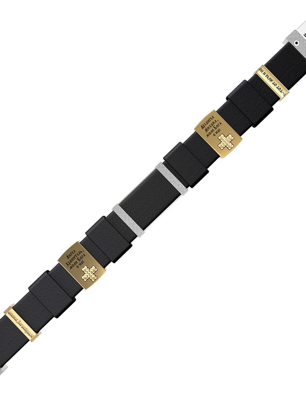 Браслет из белого золота c кожаным шнурком