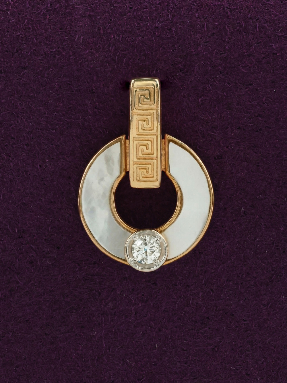 Подвеска из красного золота 585 пробы c бриллиантами и перламутром