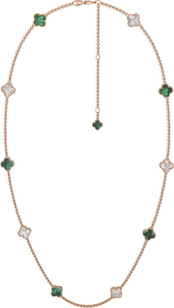 Колье из золота c малахитом и перламутром