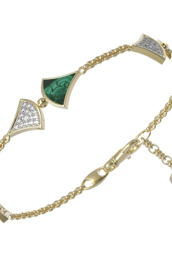 Браслет из лимонного золота c бриллиантами и малахитом