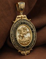 Образок из лимонного золота c эмалью