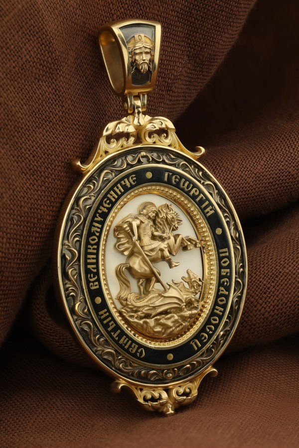 Образок из лимонного золота c эмалью