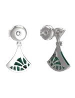 Серьги из белого золота c бриллиантами и малахитом