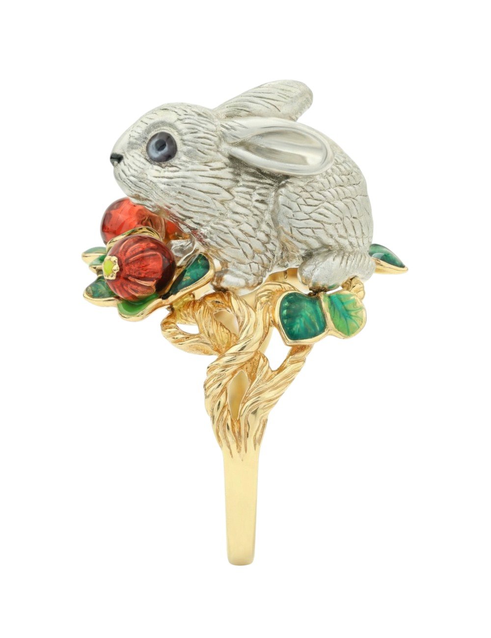 Кольцо из лимонного золота c эмалью