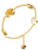 Браслет из лимонного золота c тигровым глазом и перламутром