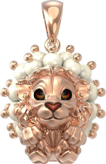 Подвеска из золота c эмалью и жемчугом