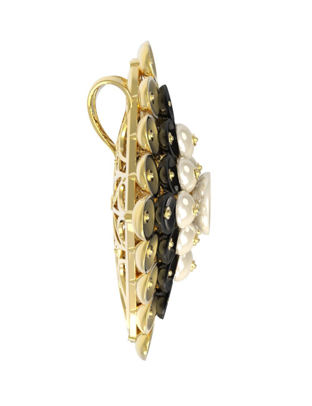 Подвеска из лимонного золота c ониксом и перламутром