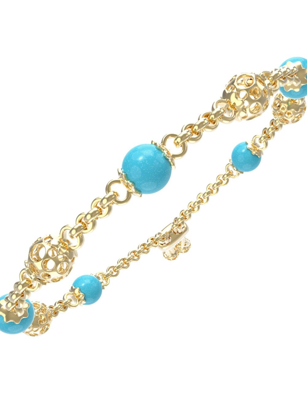 Браслет из лимонного золота c бирюзой