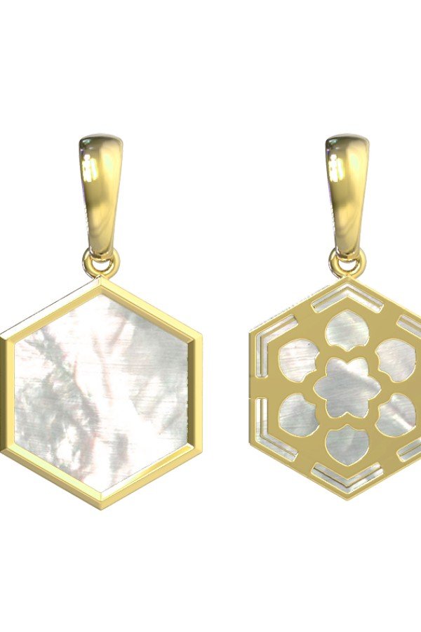 Подвеска из лимонного золота c перламутром