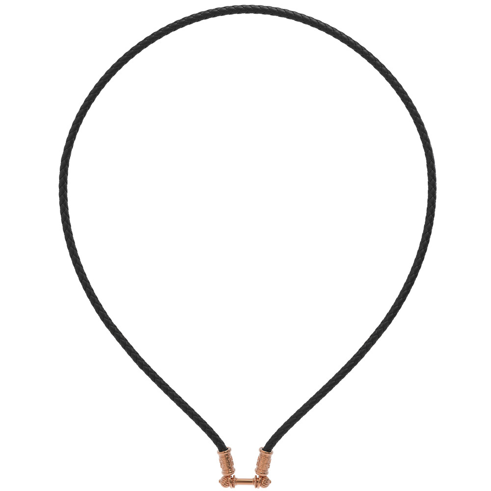 Цепь-шнурок кожа из красного золота 585 пробы c кожаным шнурком