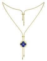 Колье из лимонного золота c лазуритом и перламутром