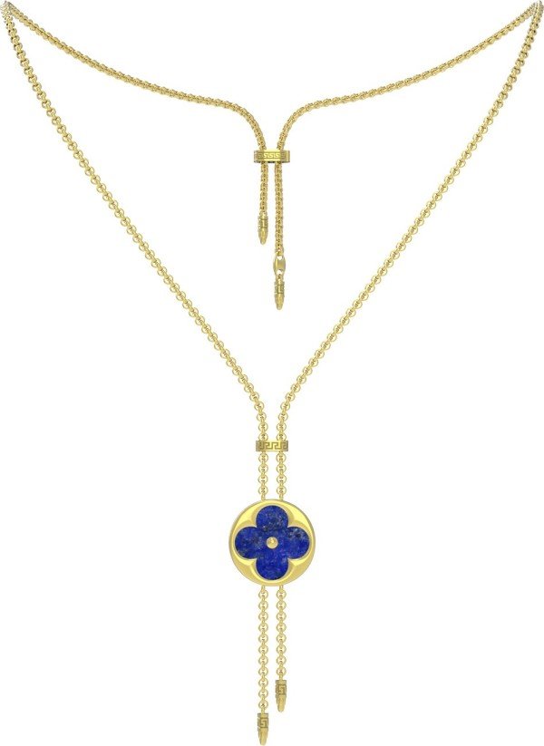 Колье из лимонного золота c лазуритом и перламутром