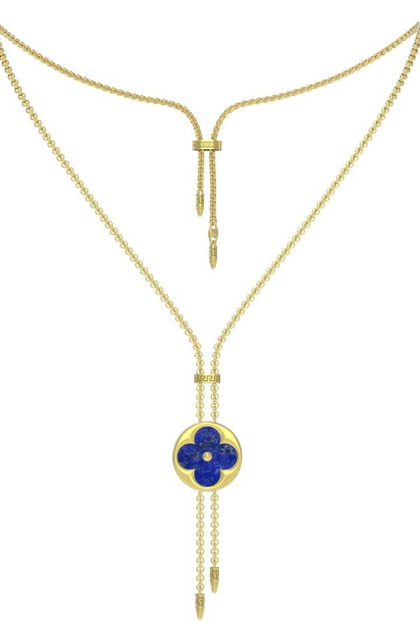 Колье из лимонного золота c лазуритом и перламутром