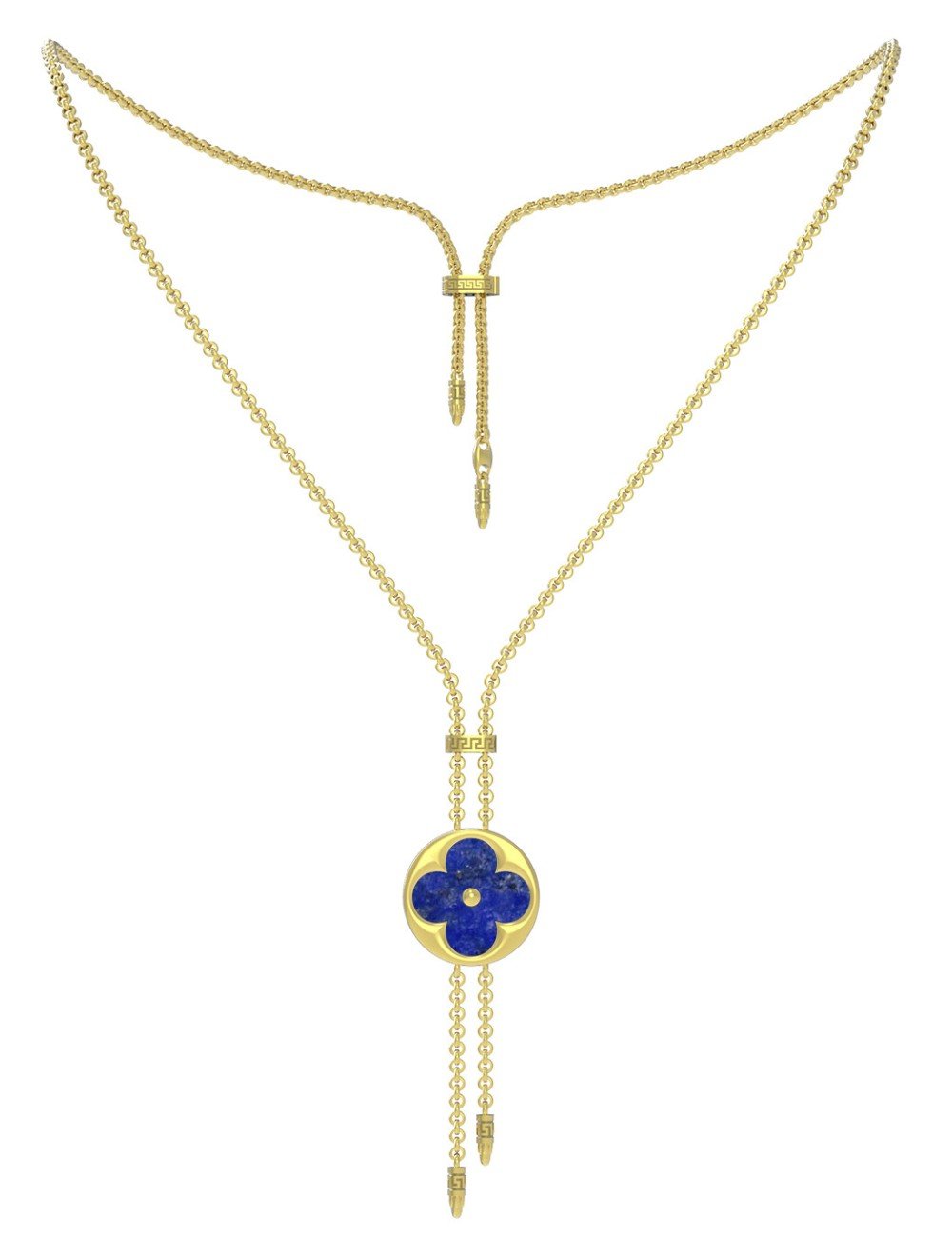 Колье из лимонного золота c лазуритом и перламутром