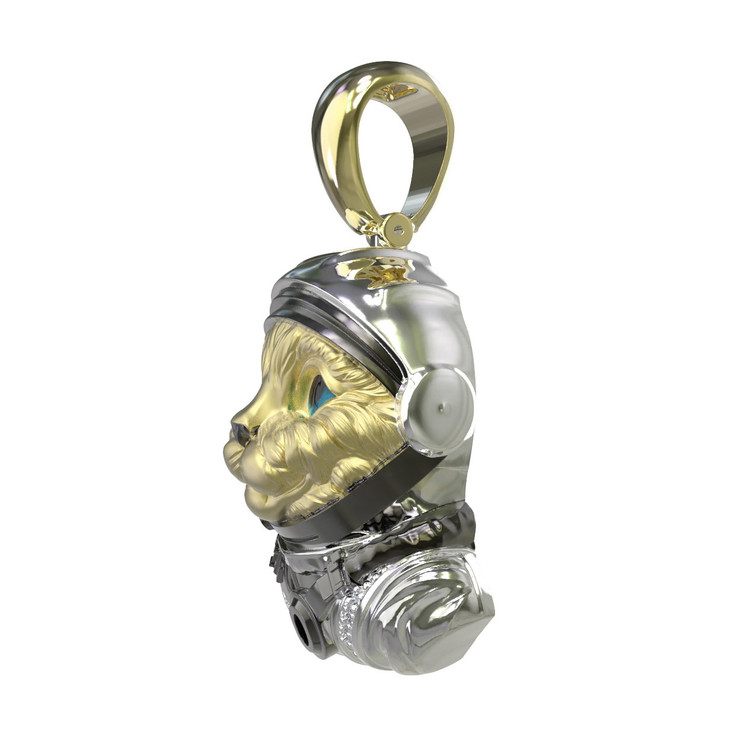 Подвеска из лимонного золота 585 пробы c эмалью, бриллиантами и рубином