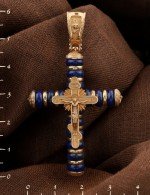 Крест из золота c лазуритом