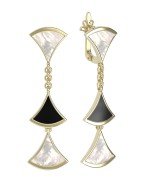 Серьги из лимонного золота c ониксом и перламутром