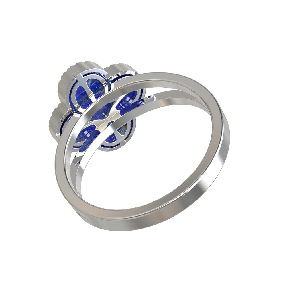 Кольцо из белого золота 585 пробы c бриллиантами и лазуритом