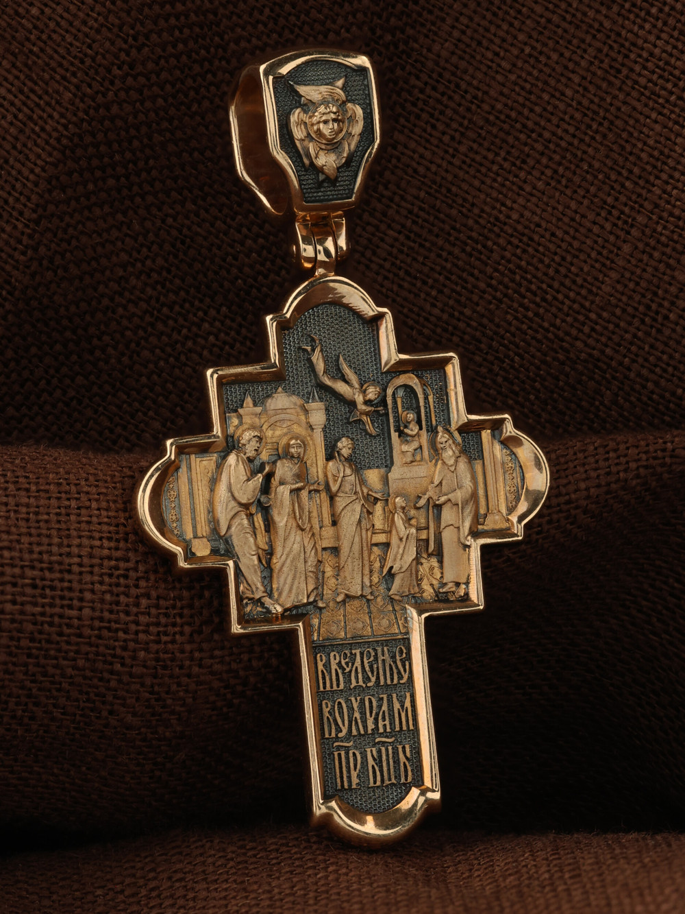 Крест из красного золота 585 пробы