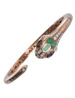 Браслет из золота c бриллиантами, сапфиром и малахитом