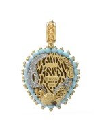 Подвеска из лимонного золота c эмалью и бирюзой