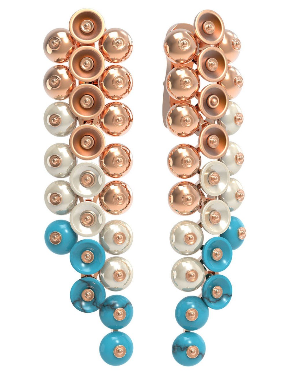 Серьги из золота c бирюзой и перламутром