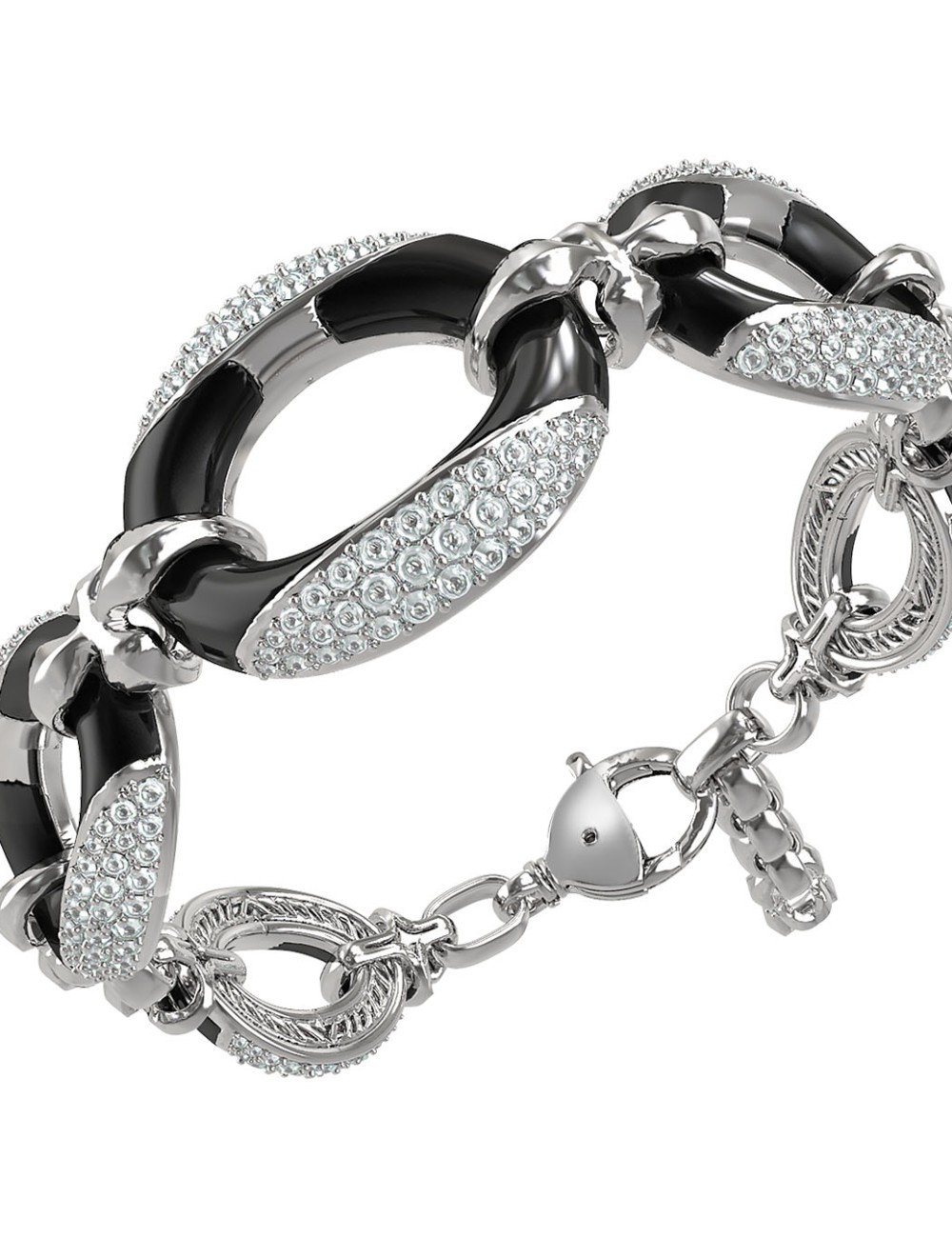 Браслет из белого золота c бриллиантами и ониксом