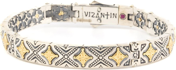 Браслет из серебра 925 пробы и золота 750 пробы c рубином