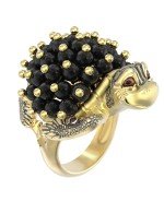 Кольцо из лимонного золота c эмалью и ониксом