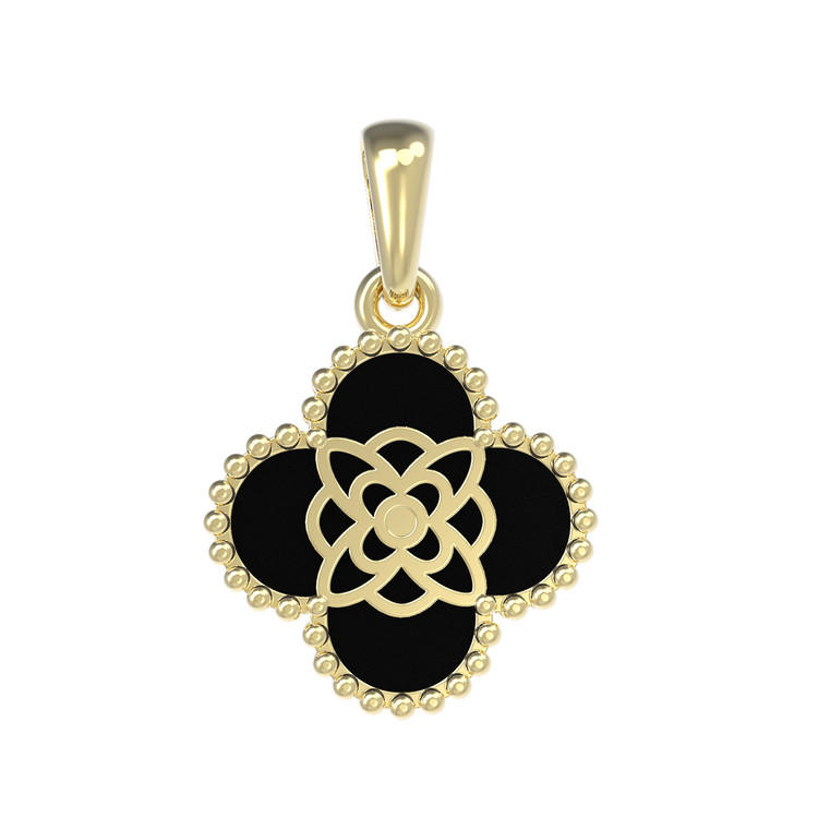 Подвеска из лимонного золота 585 пробы c бриллиантами и ониксом