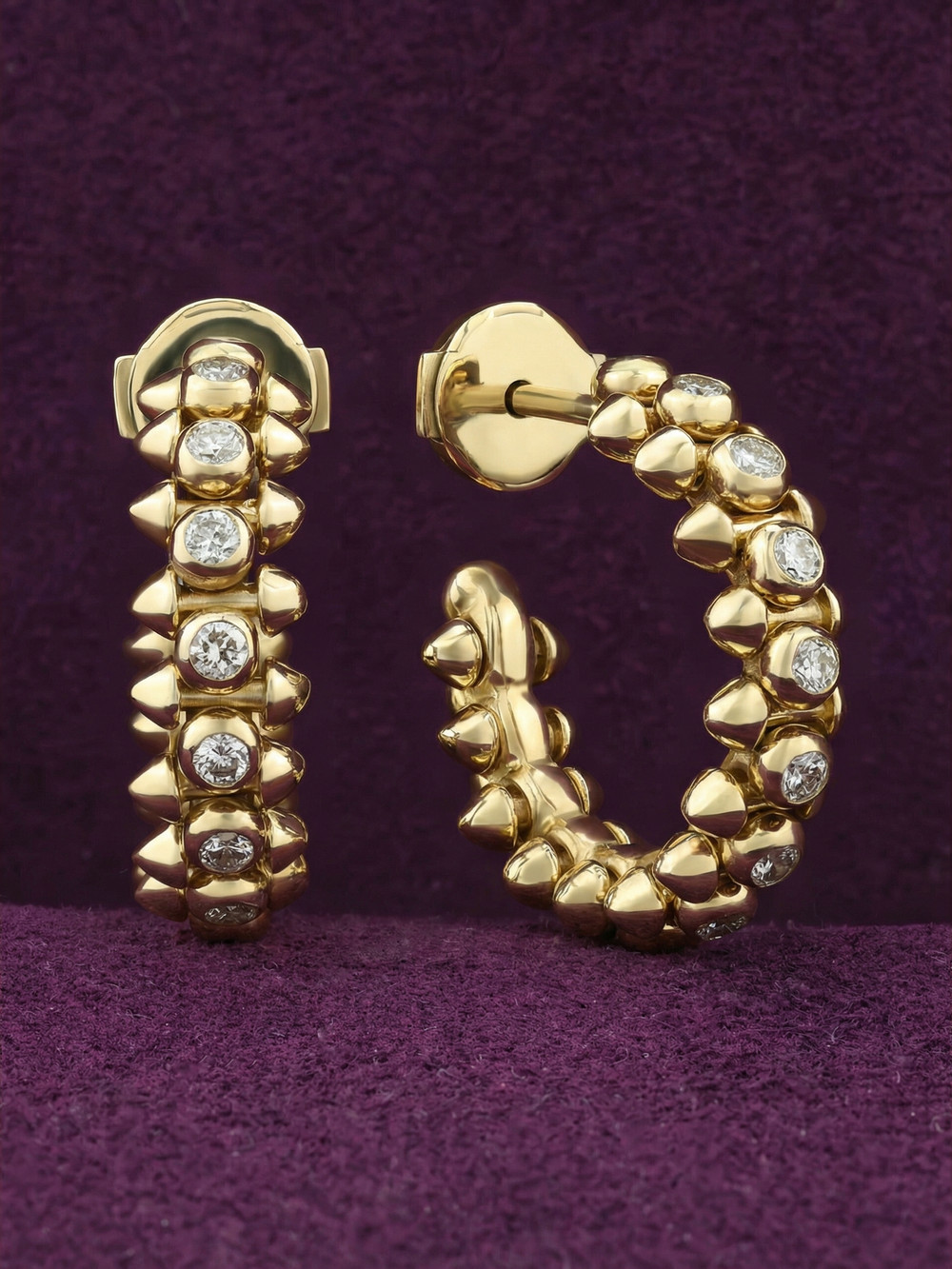 Серьги из лимонного золота 585 пробы c бриллиантами