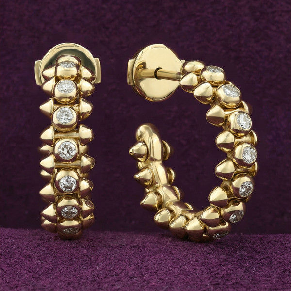 Серьги из лимонного золота 585 пробы c бриллиантами