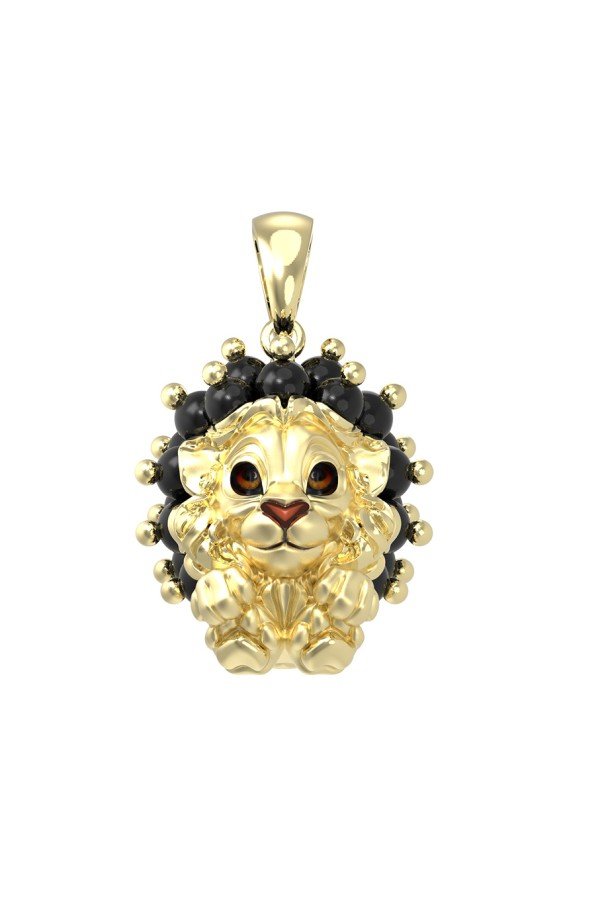 Подвеска из лимонного золота c эмалью и ониксом