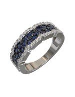 Кольцо из белого золота c бриллиантами и сапфиром