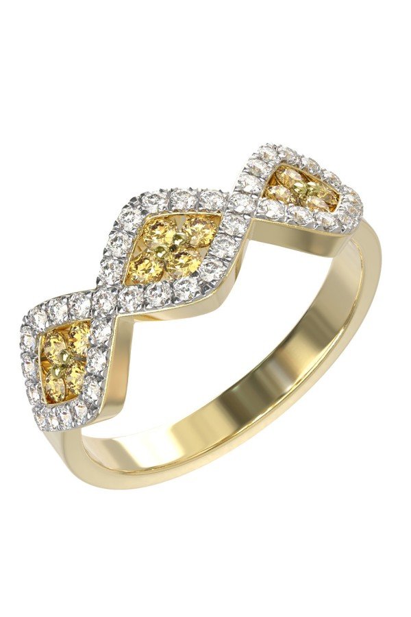 Кольцо из лимонного золота c бриллиантами