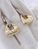 Серьги из лимонного золота 585 пробы c бриллиантами