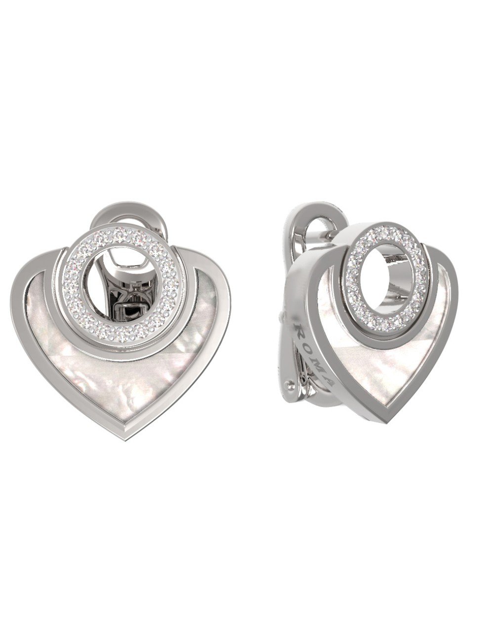 Серьги из белого золота c бриллиантами и перламутром